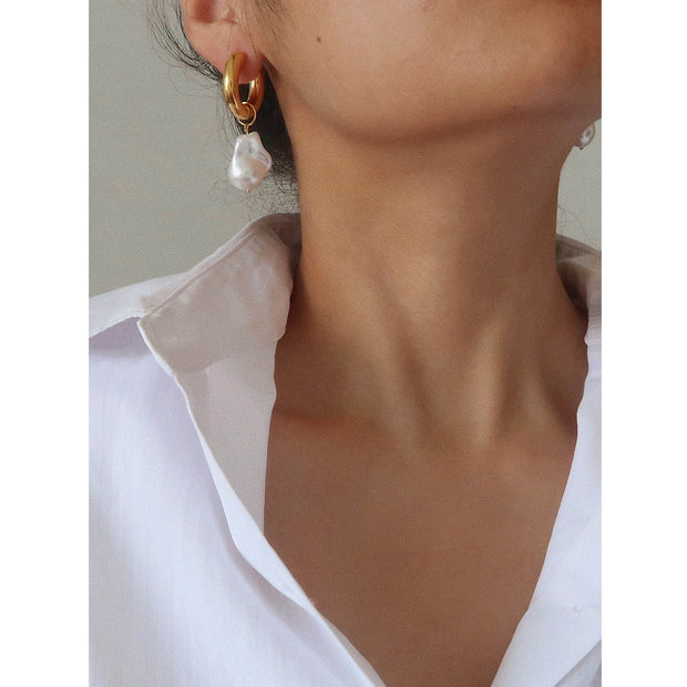 Baroque pearl earrings retro simple earrings