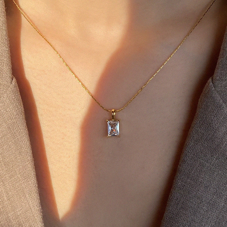 Super Flash Square Zircon Necklace