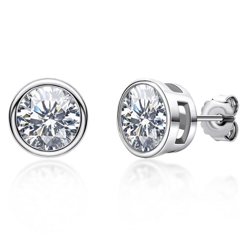 Bezel Moissanite Stud Earrings