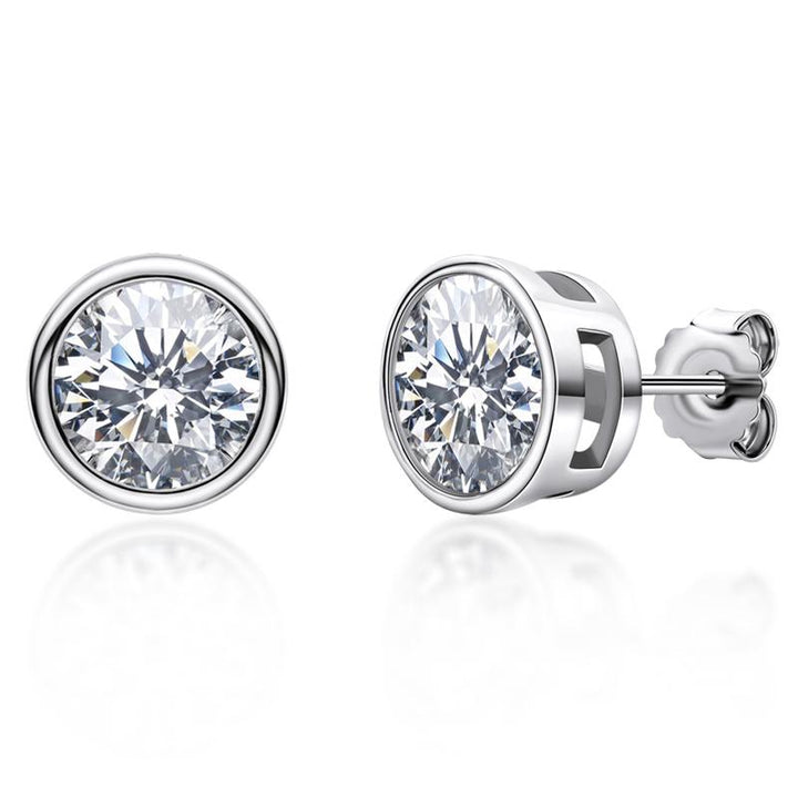 Bezel Moissanite Stud Earrings