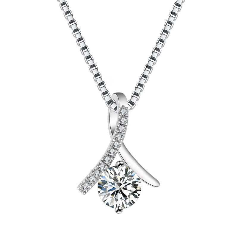 Asymmetric Sweep Pavé Moissanite Pendant