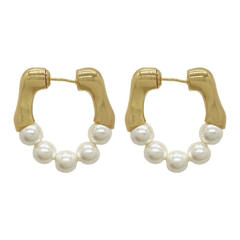 Pearl Circle Hoop Earrings