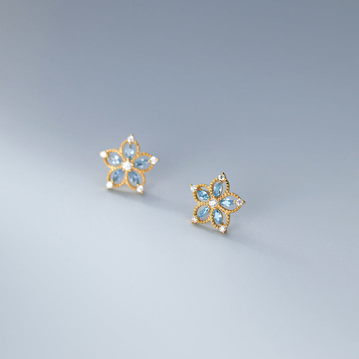 Sterling Silver Sapphire Orchid Earrings
