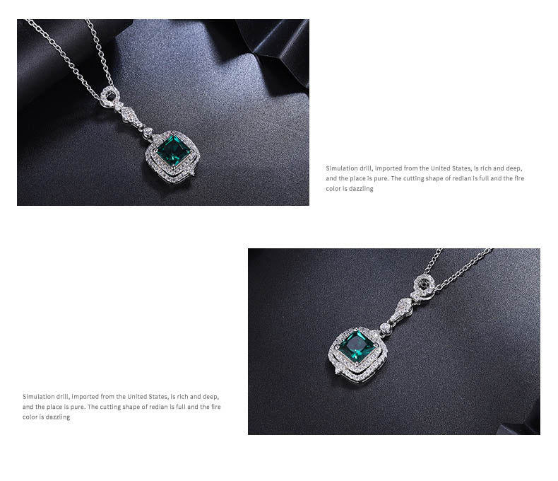 Art Deco Emerald & Moissanite Drop Necklace