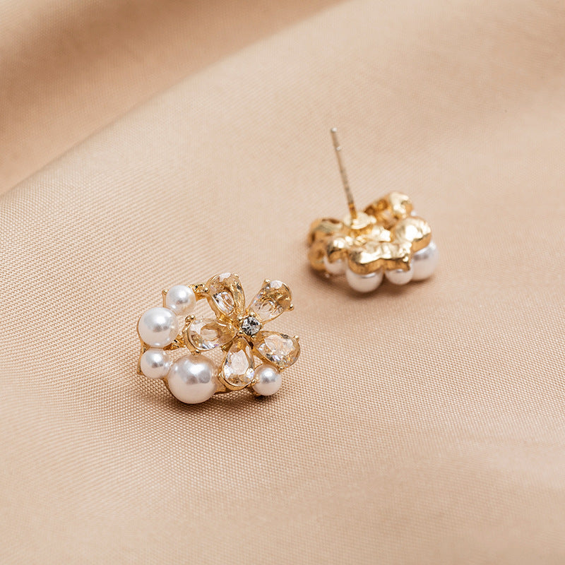 Crystal & Pearl Flower Earrings