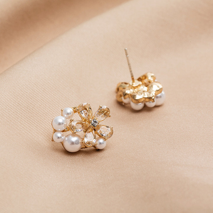 Crystal & Pearl Flower Earrings