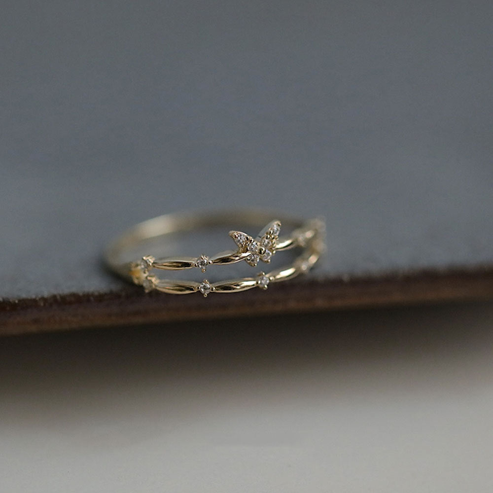 Double Butterfly Zirconia Ring