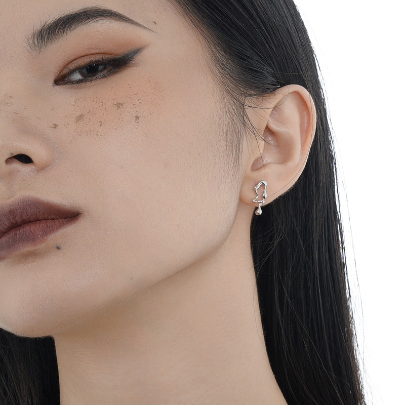 925 Sterling Silver Irregular Water Drop Earrings