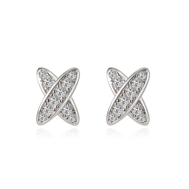 Moissanite Cross 925 Silver Stud Earrings