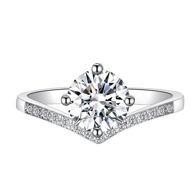 Princess Crown Moissanite Silver Ring