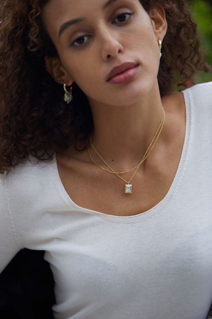 Sterling Silver Square Perfume Bottle French 5a Grade Zirconia Necklace