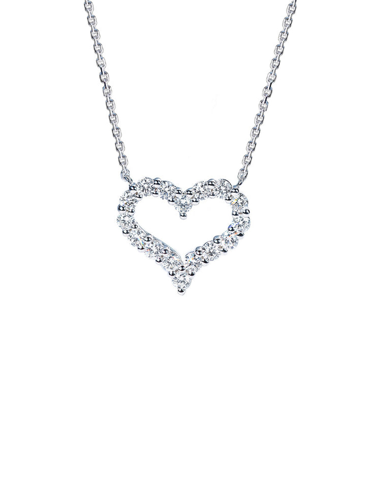 Open Heart Pavé Moissanite Necklace