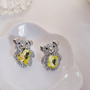 Artificial Gem Bear Earrings