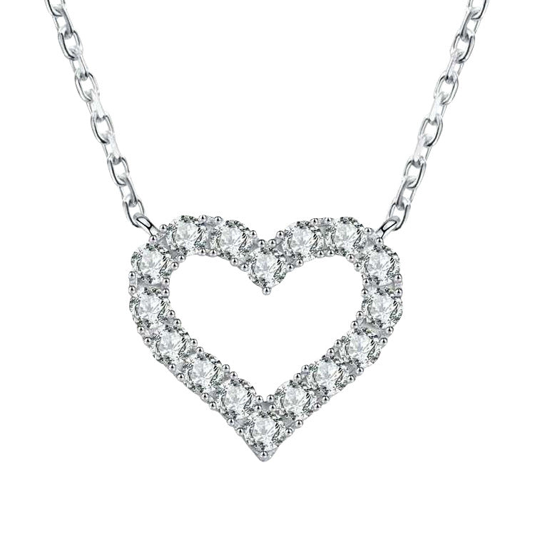 Open Heart Pavé Moissanite Necklace