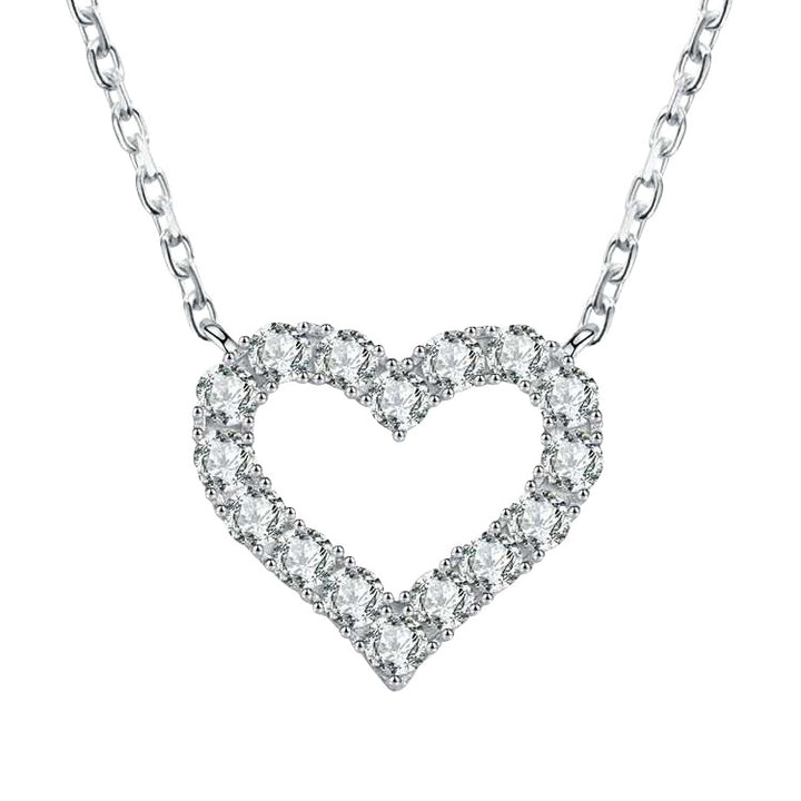 Open Heart Pavé Moissanite Necklace