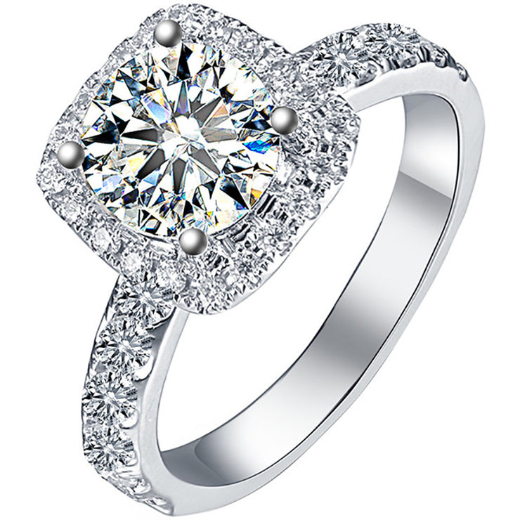 Moissanite 925 Silver Square Diamond Ring