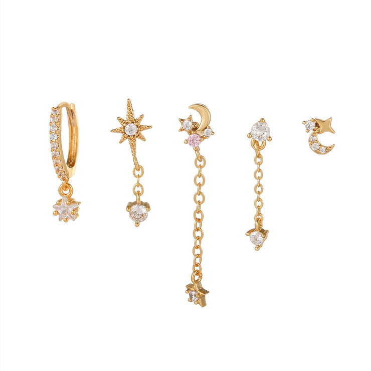 Star and Moon Earring Set
