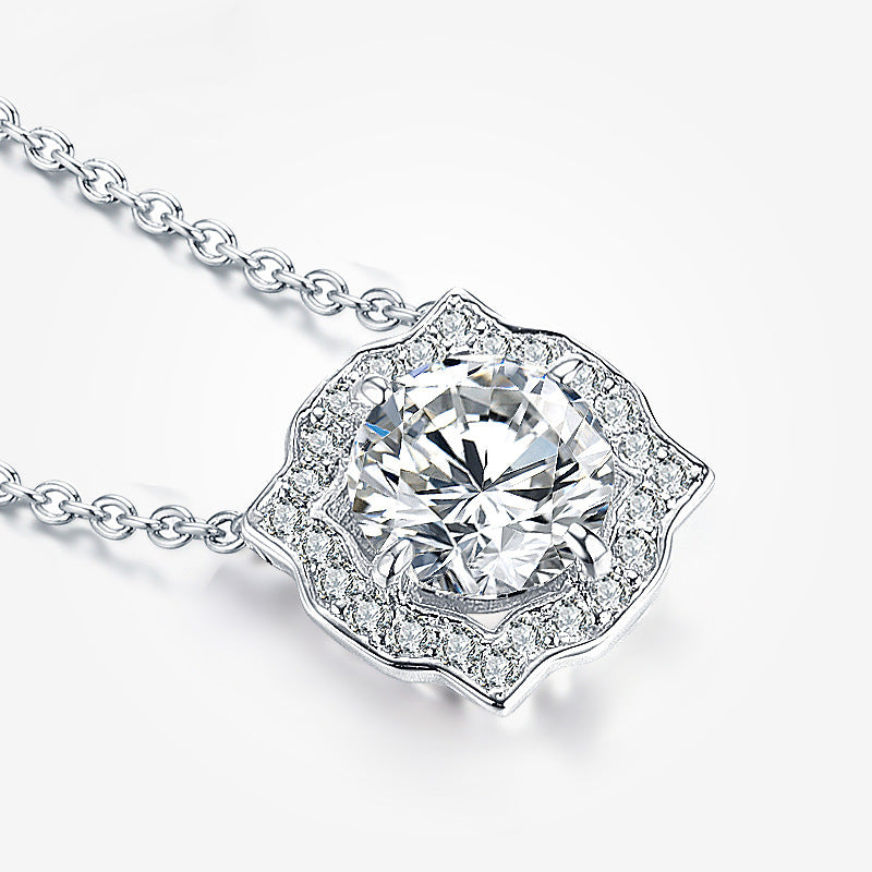 Ornate Square-Frame Moissanite Necklace