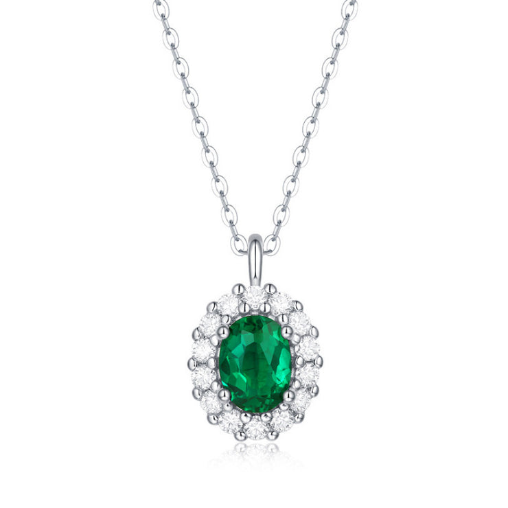 Laboratory Emerald 925 Silver Necklace