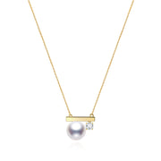 s925 Sterling Silver "Balance Wood Pearl" Necklace