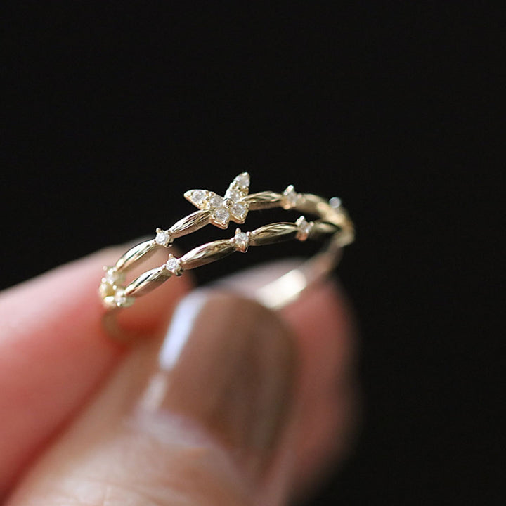 Double Butterfly Zirconia Ring