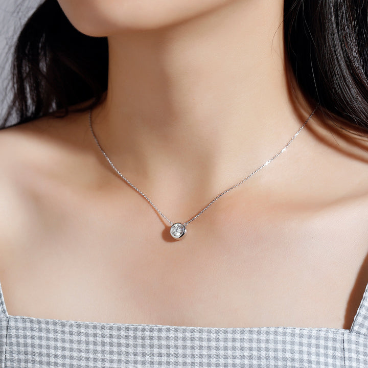 Bezel Solitaire Moissanite Necklace