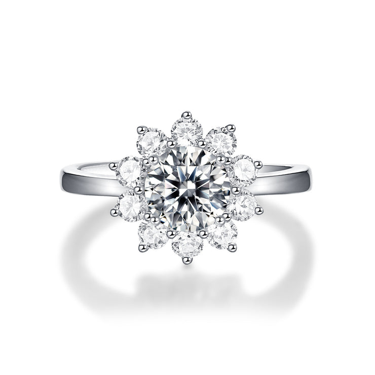 Moissanite 925 Silver Sunflower Ring