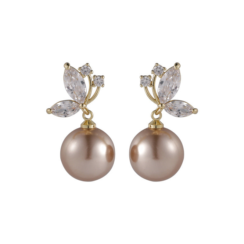 Crystal Butterfly & Pearl Earrings