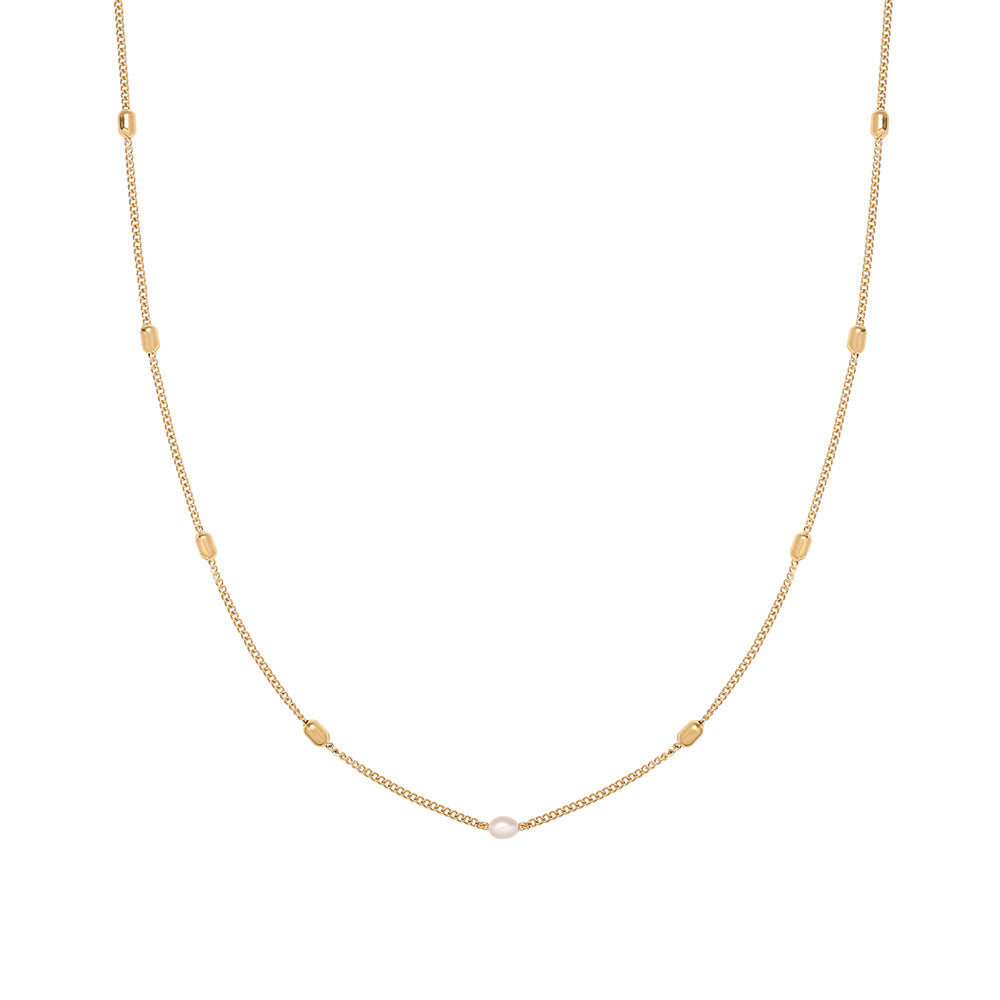 Freshwater Pearl and Rice Bead Necklace