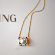 s925 Sterling Silver "Bull's Head Pearl" Necklace