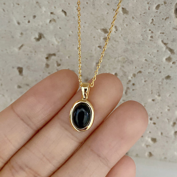 Black onyx pearl stacking necklace
