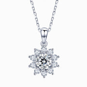 Moissanite 925 Silver Sun Flower Necklace