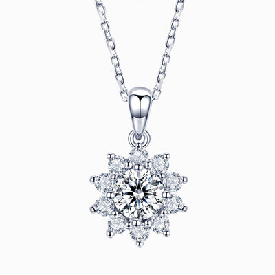 Moissanite 925 Silver Sun Flower Necklace