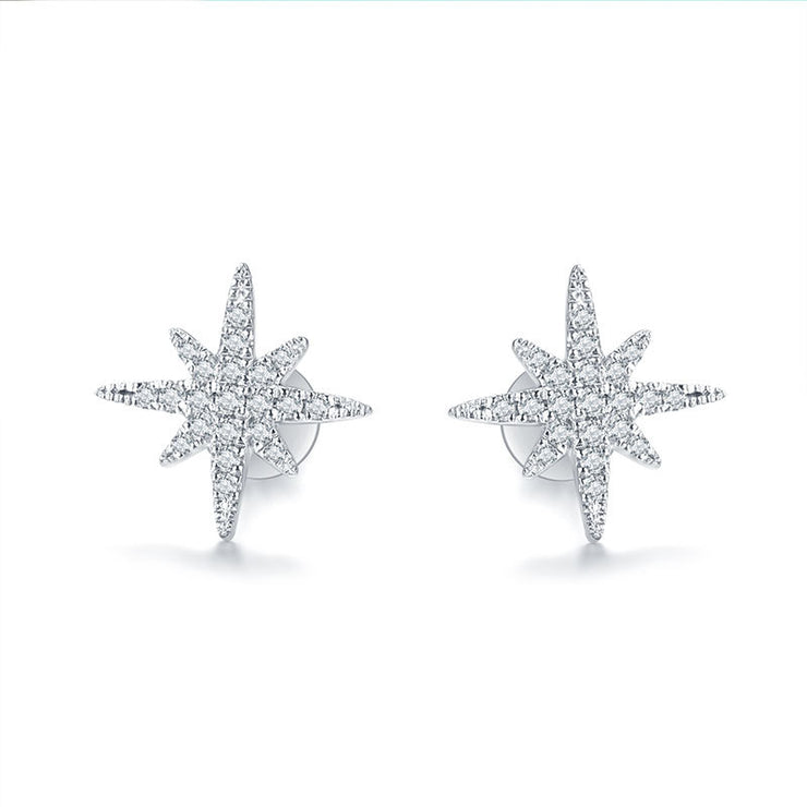 Moissanite 925 Silver Six Pointed Star Stud Earrings