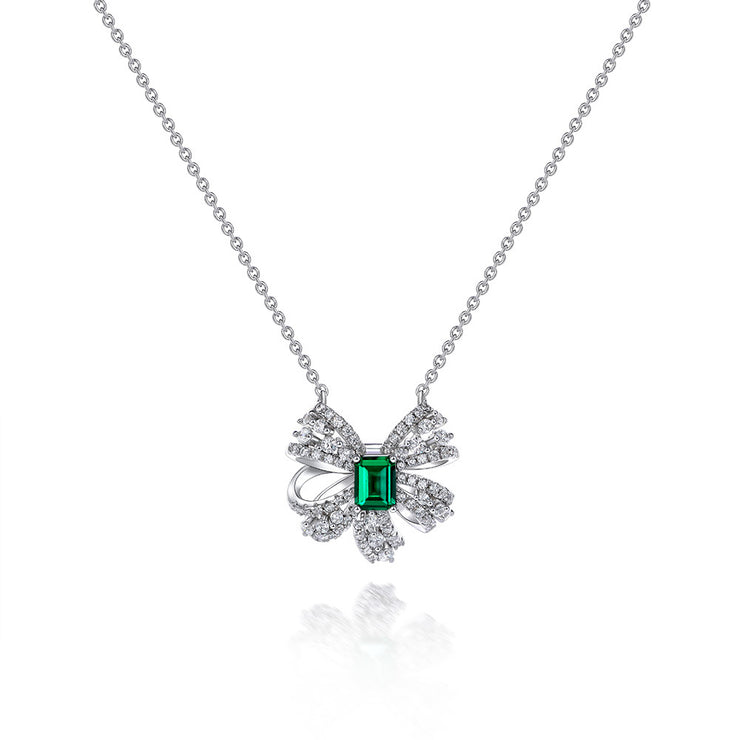 Emerald Butterfly  925 Silver Necklace