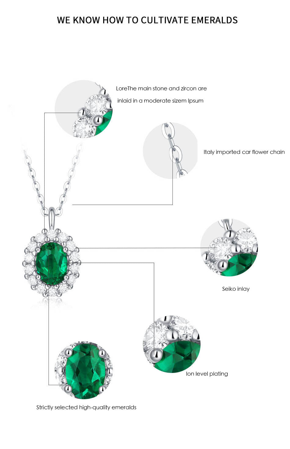 Green Oval Emerald Halo Pendant