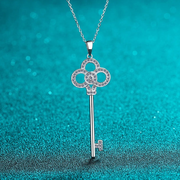 Moissanite 925 Silver Key Necklace