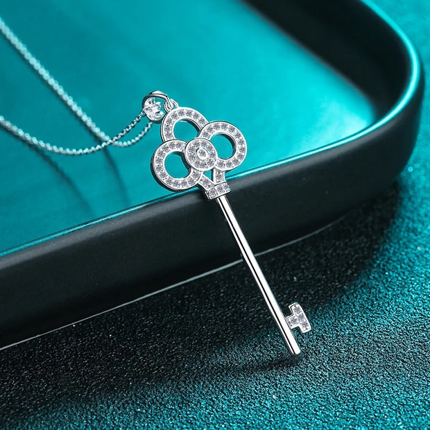 Moissanite 925 Silver Key Necklace