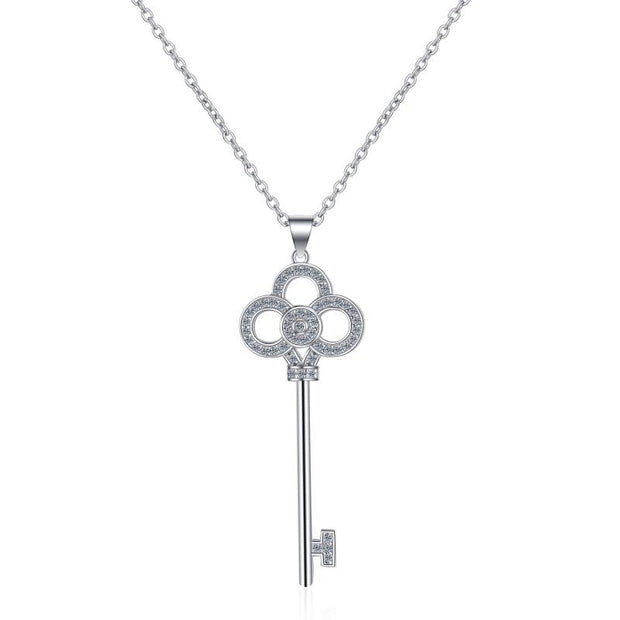 Moissanite 925 Silver Key Necklace