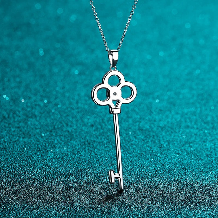 Moissanite 925 Silver Key Necklace