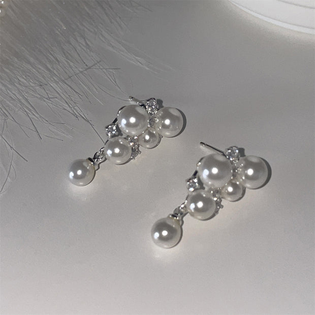 Pearl Zirconia Stud Earrings