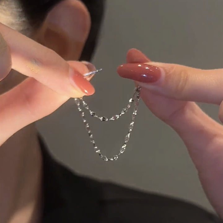 Double Glittering Tussle Earrings