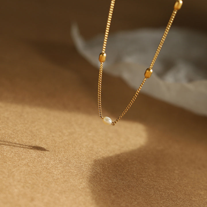 Freshwater Pearl and Rice Bead Necklace