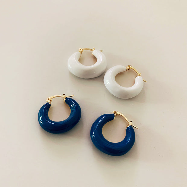 Colorful Drop Glaze Hoop Earrings
