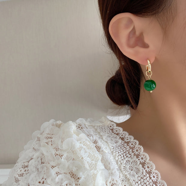 Vintage Green Beaded Earrings