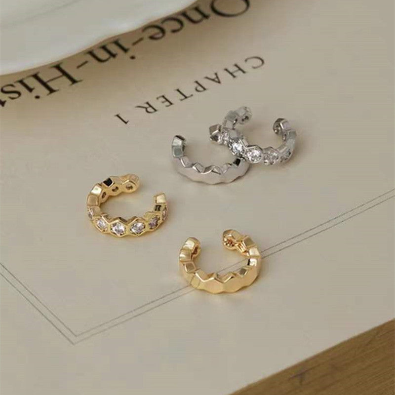 Sterling Silver Zirconia Geometric Ear Cuff