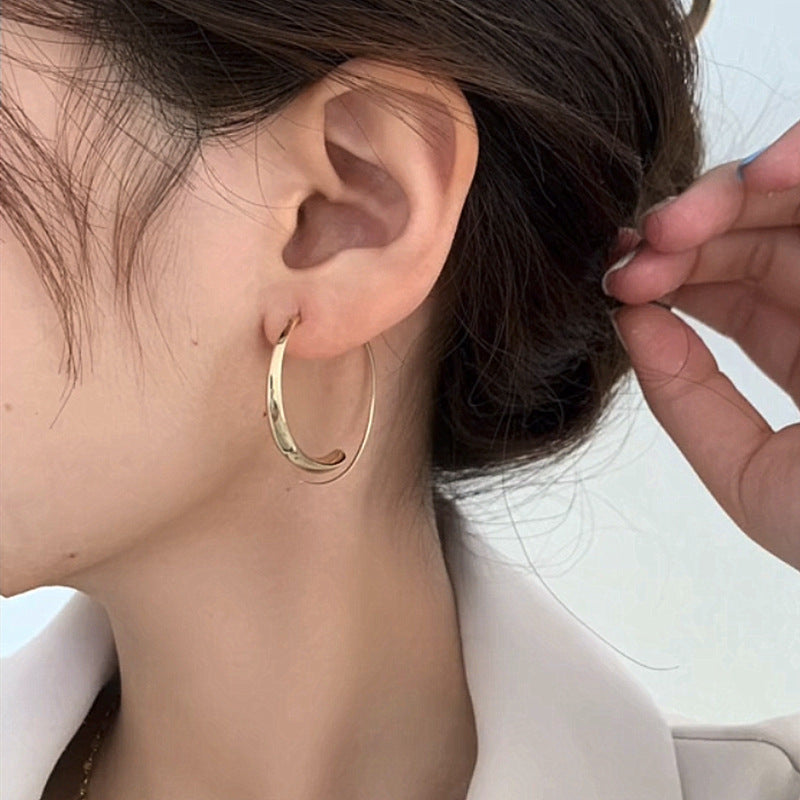 Large Curved Hoop Earrings