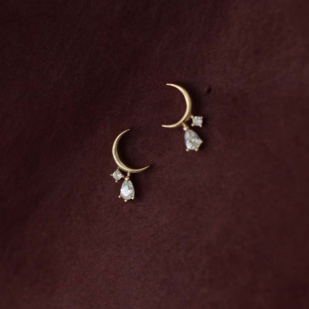 925 Sterling Silver Mini Moon Earrings