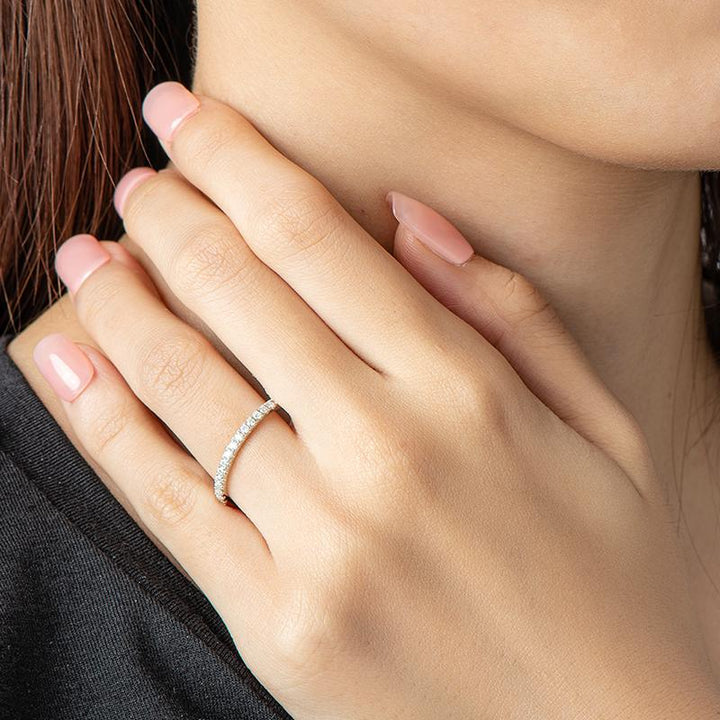 Classic Micro Pavé Half-Eternity Moissanite Band