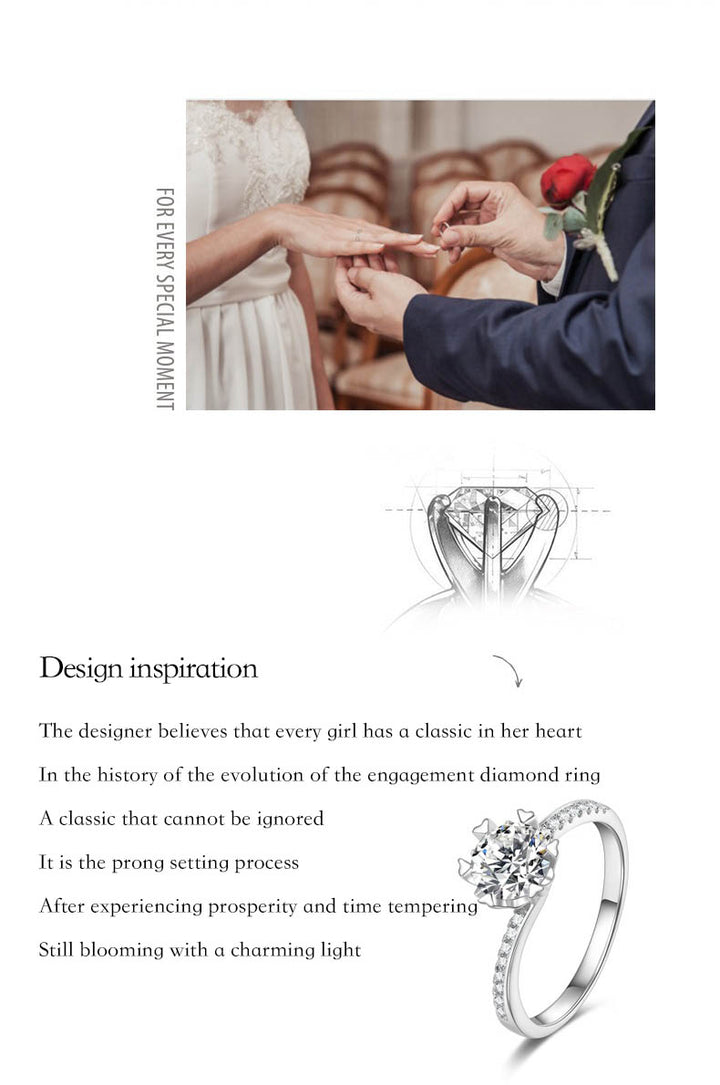Blooming Petal Solitaire Moissanite Ring
